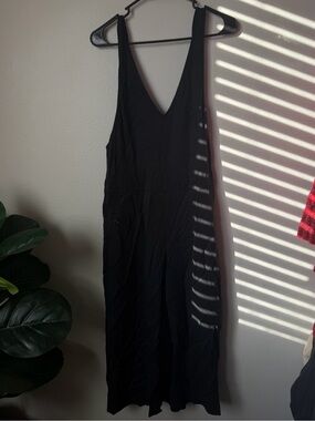 Anthro Elevenses Black Jumpsuit Wide Leg Sleeveless V Neck Utility Minimalist XS